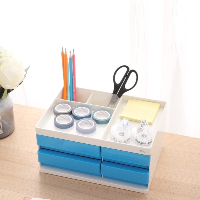 

LARIS -Deli Desk Organizer Organiser Plastik 4 laci EZ250X0 - Merah Muda
