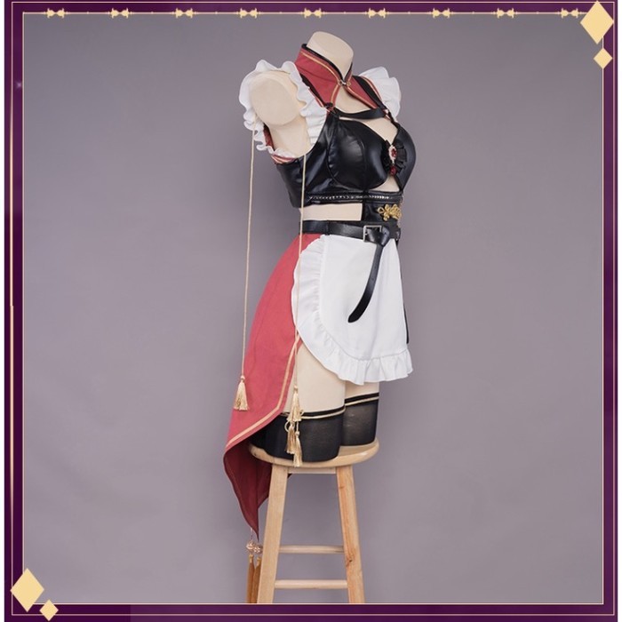 NEW -UWOWO Beidou Cosplay Maid Costume Maid Dress Game Genshin Impact