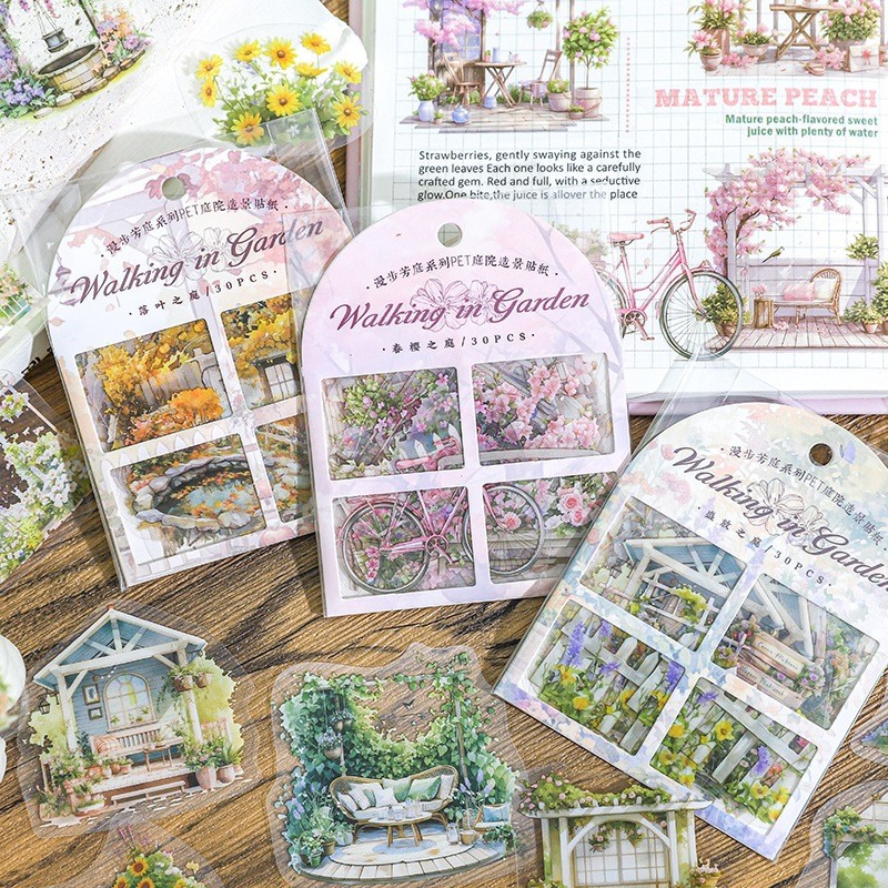 

[Gongjin] 30pc Sticker WIG Walk In Garden Stiker Tanaman Autumn Spring Winter Taman Estetik