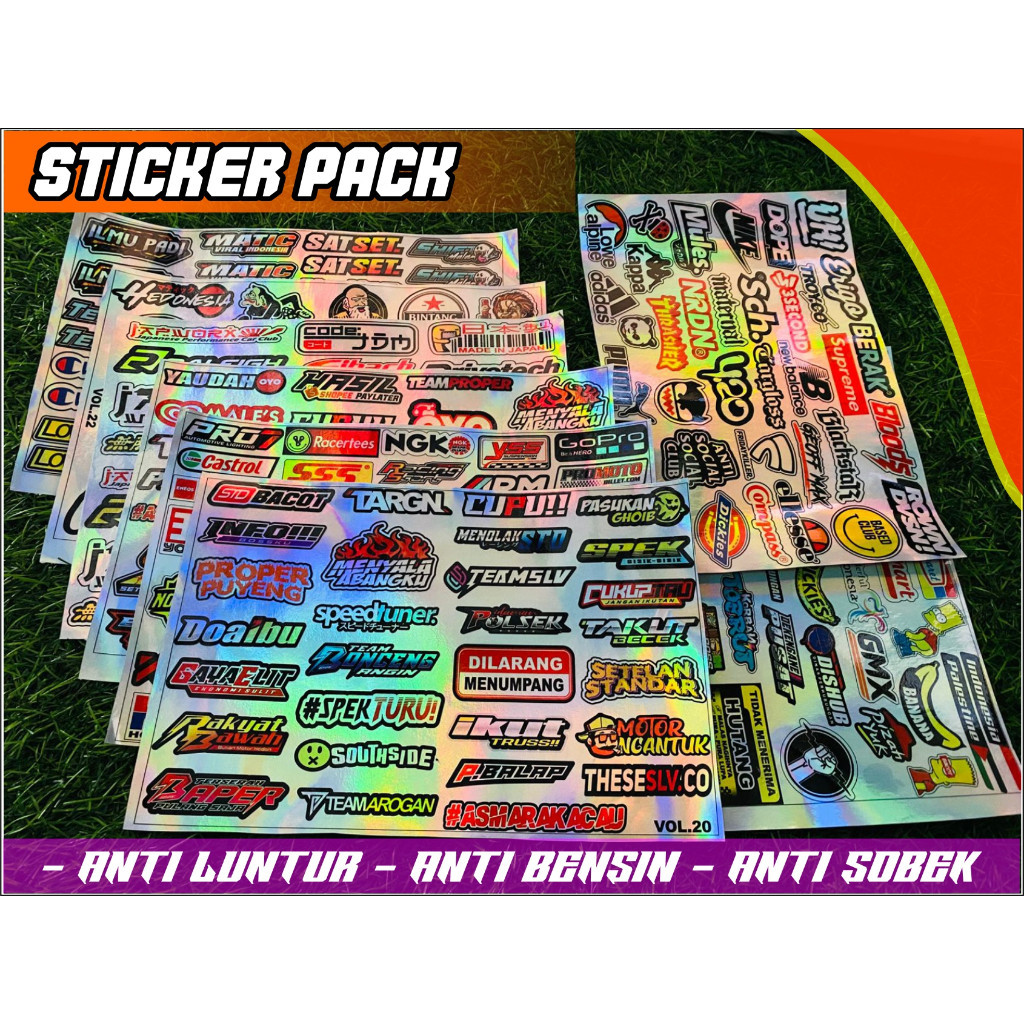 

Stiker Sponsor Pack Laser Crome Hologram Sponsor Pelangi Menyala Helm HP Laptop Helm Motor