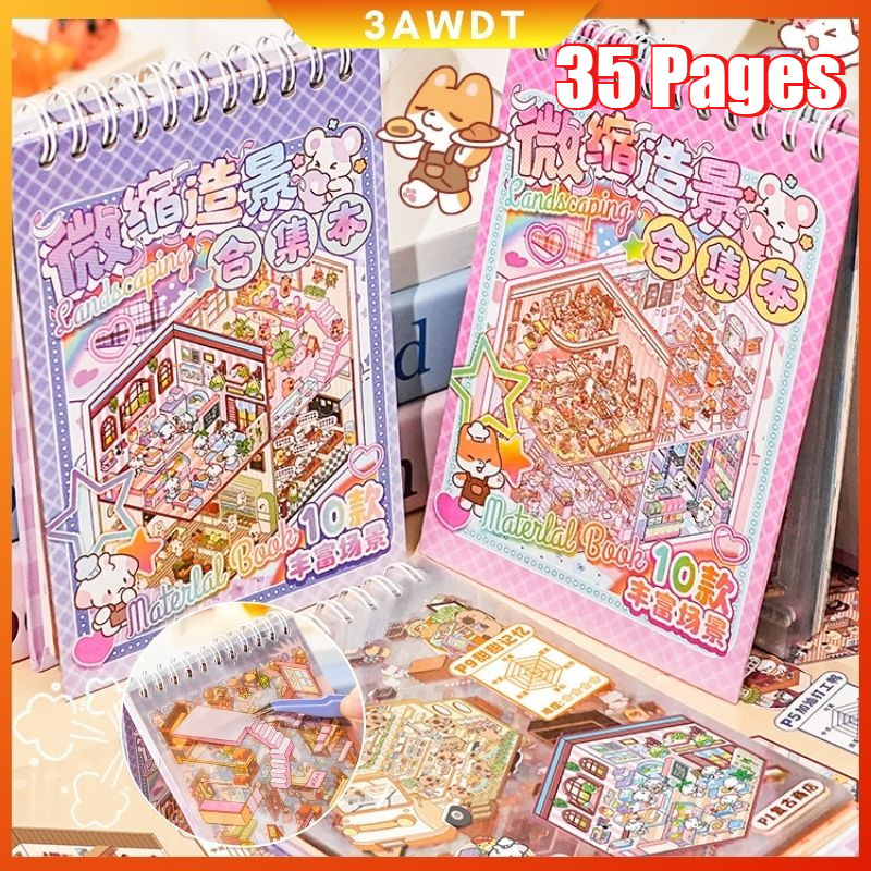 

【COD】35 Pages Sticker DIY 3D Satisfying Decoration Landscaping Cute Cafe Capybara 10 Scene 20 Sticker