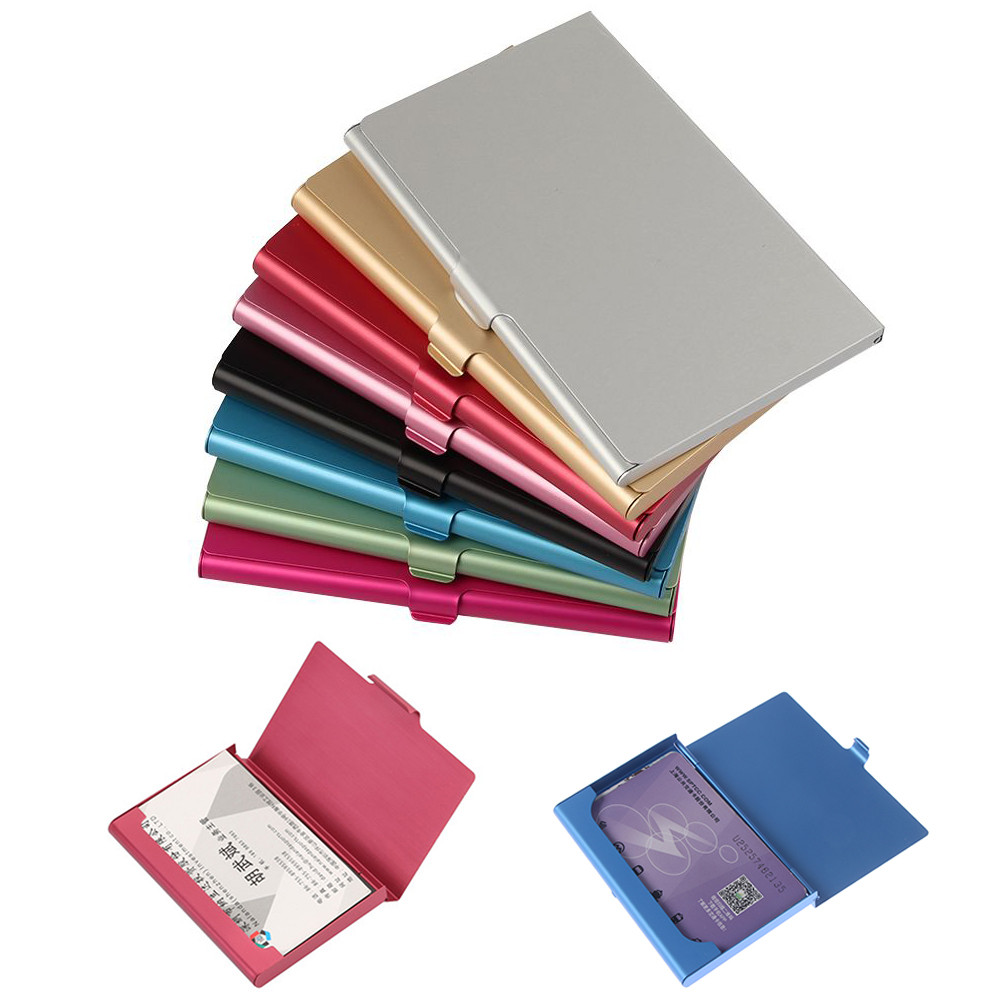 

Luxury Aluminum Alloy Business Card Holder Metal Box Cover Men Women Wallet Pocket Name Card Holder Credit Card Id Case Colorful