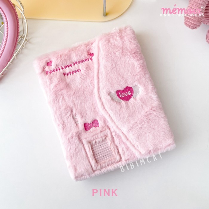 

(A5 Size) Memoire Binder Photocard Album PC Fluffy Bulu - Pink Memoire, Binder + Slv 4P