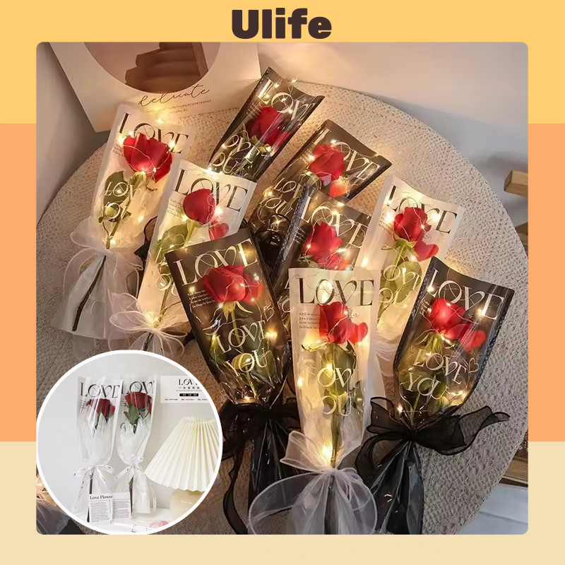 

[1 Pack 20 Lembar] Plastik Bunga Mawar Tangkaian Satuan Single