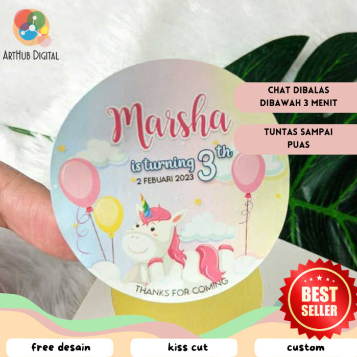 

AHD Sticker Bulat Ulang Tahun Anak Stiker Ultah Free Design Template Birthday Bahan Chromo