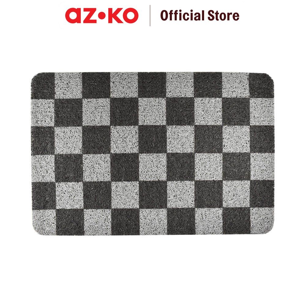 AZKO Krisbow 40X60 cm Keset Pintu Pvc Printed Checker - Abu-Abu Door Mat  Kain Lap Kaki Serbaguna Ke