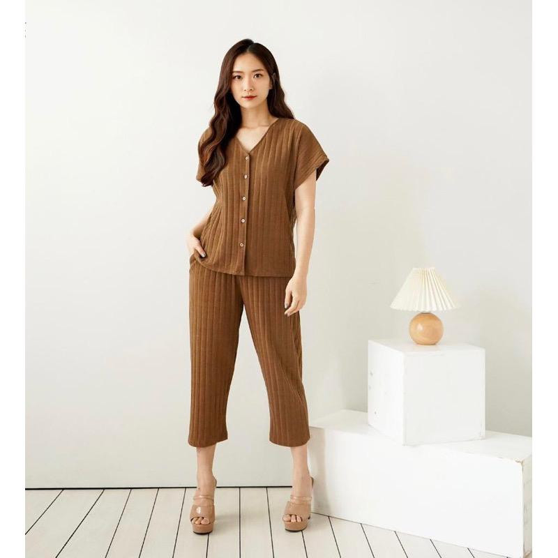 One Set Wanita Terbaru Knit Tiffany Setelan baju dan celana Korean Style KN001 (Lassica_Collection)