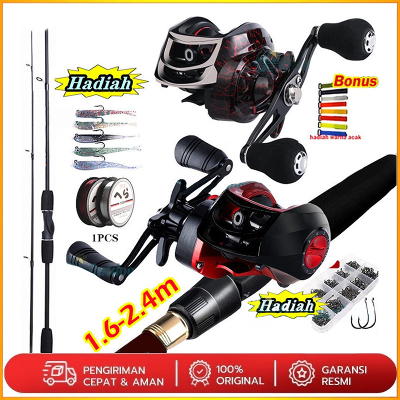 mall inline badgePancing Set 1.8m/2.1m/2.4m Pancing Teleskopik Set Reel Pancing Joran Casting Reel B