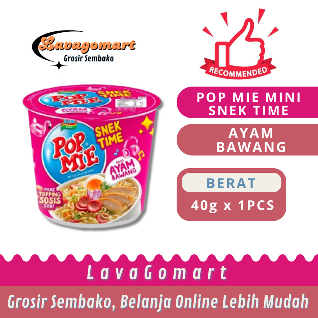 

POP MIE INSTAN CUP MINI AYAM BAWANG 40g - 1 PCS - LAVAGOMART - BANDUNG