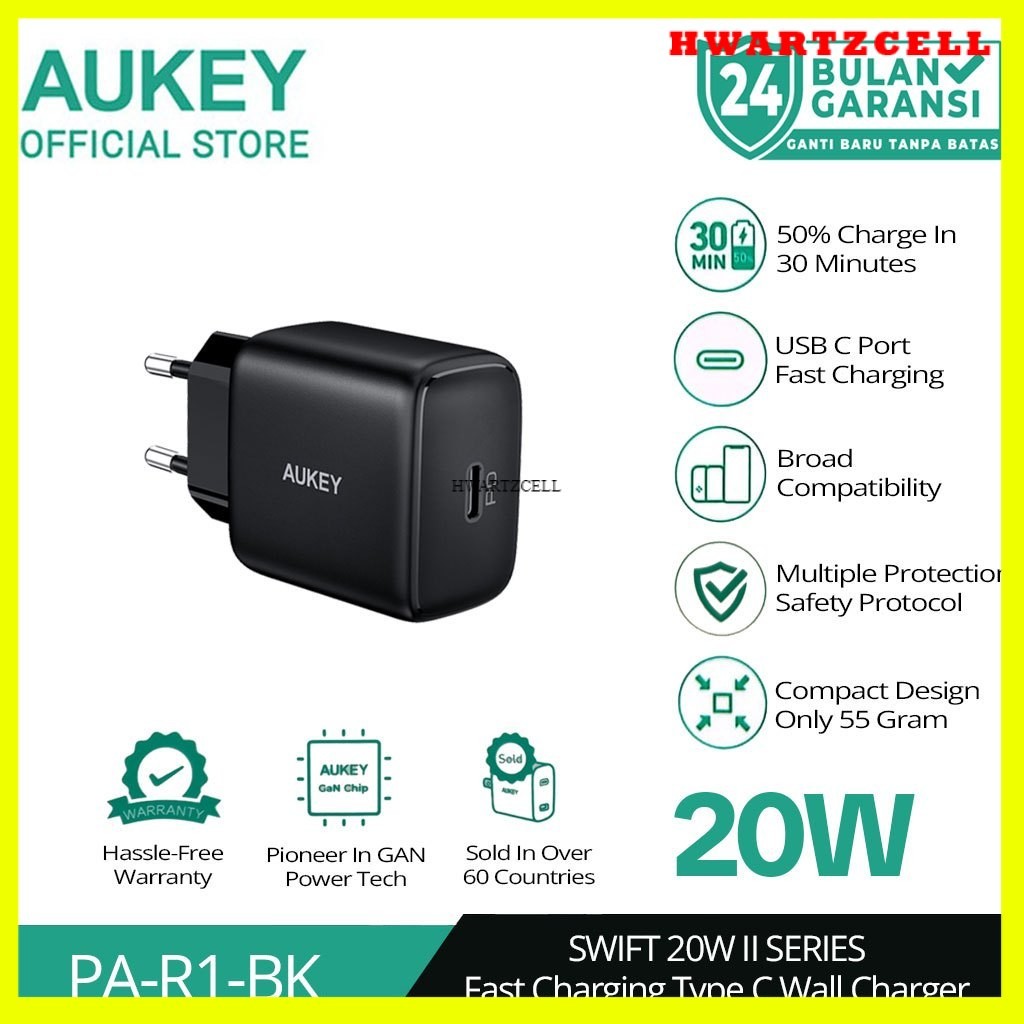 [HWARTZ] AUKEY Charger Port USB C 20W PA-R1-BK