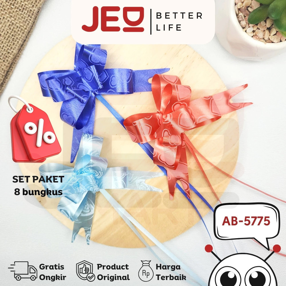 

(Paket 8 Bungkus) isi 1600 Pcs Pita TARIK Motif 18 mm Serut Parcel Kado Souvenir Motif 18 mm