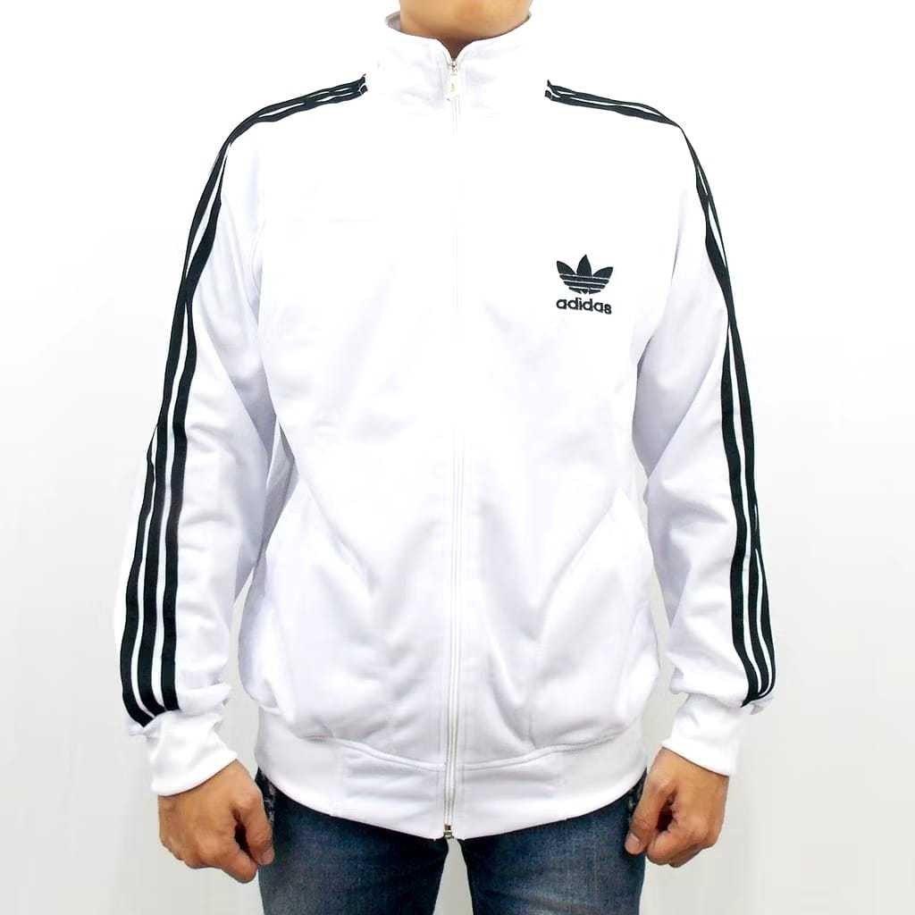 ADIDAS-Jacket Adidas Sport Pria Wanita/Jaket Adidas Tracktop Putih List Hitam/Jaket Olahraga 0106