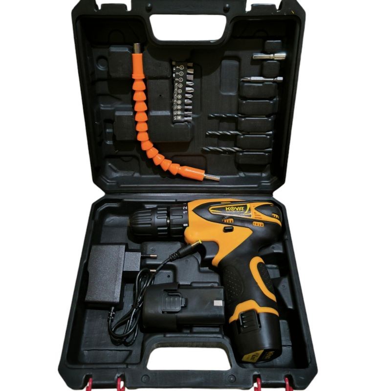KOVA MESIN BOR BATERAI TANGAN CORDLLES DRILL 12V 2 BATERAI
