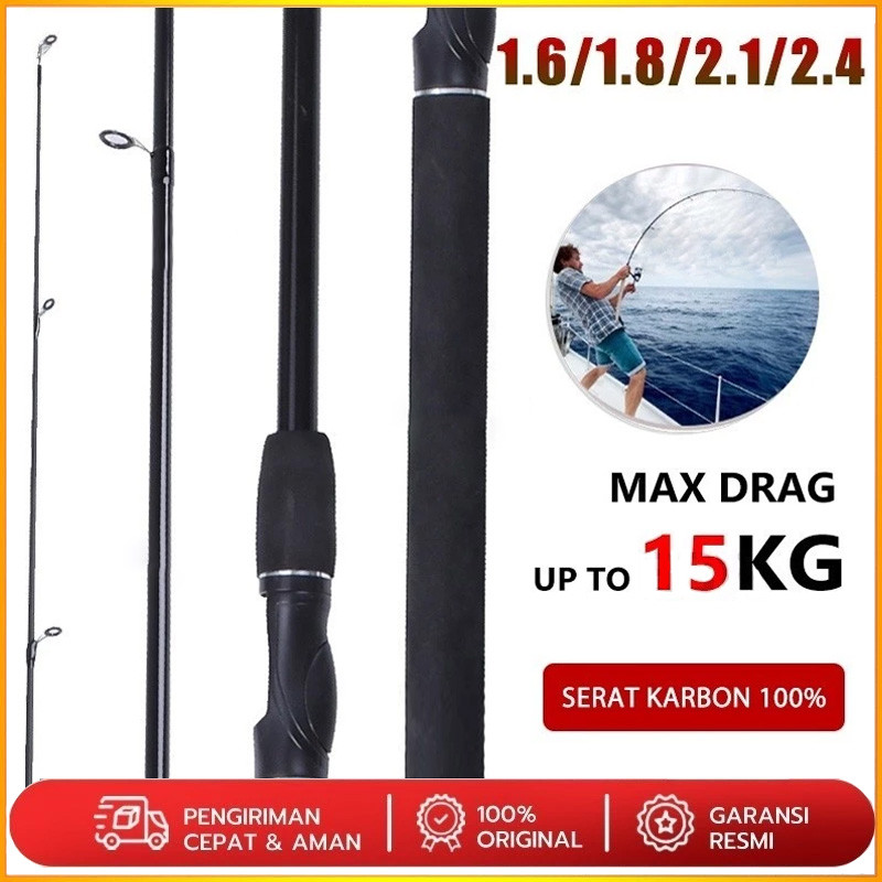Joran Pancing 1.65m/1.8m/2.1m/2.4m Fishing Rod Carbon Fiber Joran Pancing Spinning Fishing Pole 2 Se