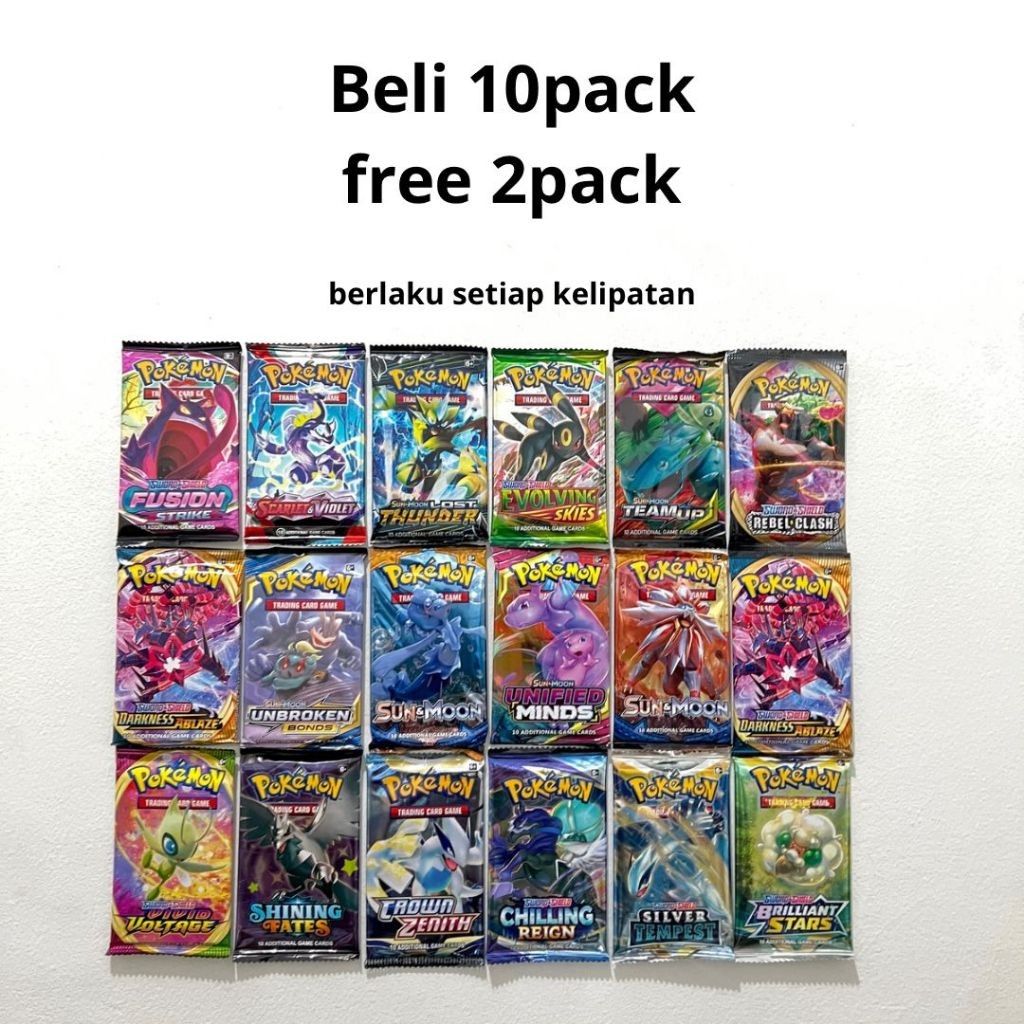 PALASTONESHOP Pokemon Trading Card Kartu Pokemon Card Booster Pack box Pokemon Cards