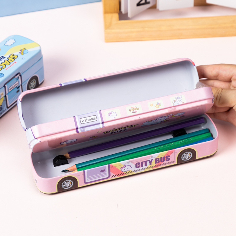 

BEST PERFECT FOR STORING YOUR STATIONERY / TEMPAT PENSIL MOTIF BERUANG LUCU / LOVELY BUS & SPACE BUS / WARNA BIRU DAN PINK PASTEL