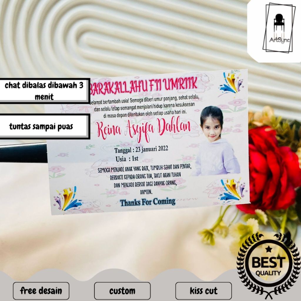 

Syncart Sticker Label Hampers Ulang Tahun Persegi Stiker Undangan Birthday Ultah Anak Print Custom