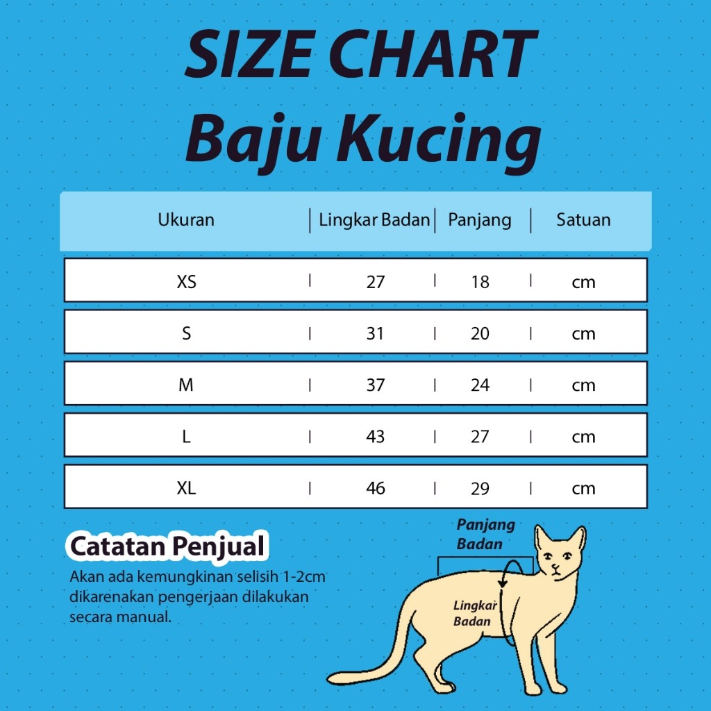 Arjunawiwaha17 Baju Kucing Lucu Seragam Pln Biru