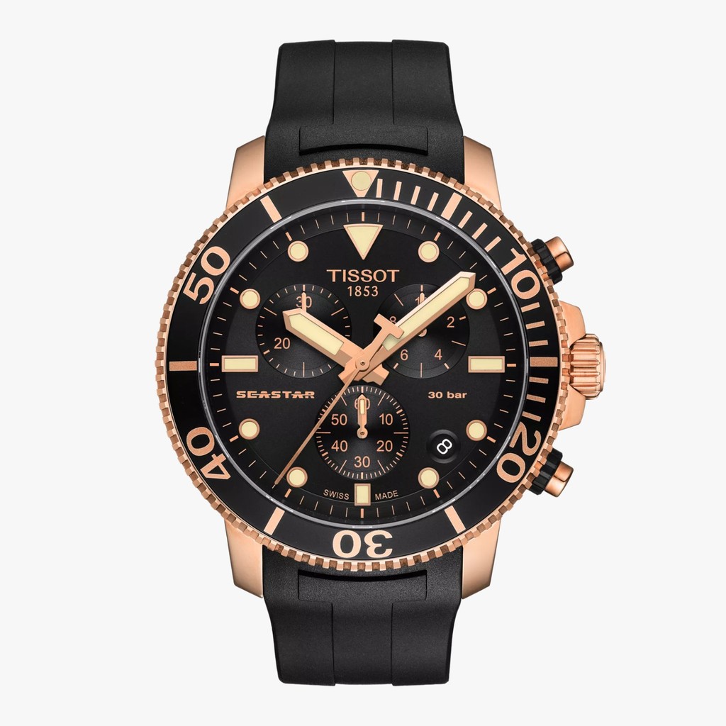 Tissot Seastar 1000 Chronograph Black 45mm Jam Pria - T1204173705100