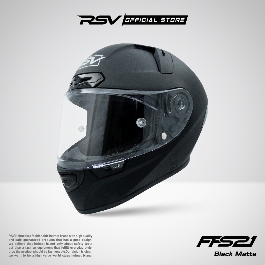 FFS21 Solid BLACK MATTE ( HELM FULLFACE RSV HELMET - SNI DOT ECE - RACING MODERN )