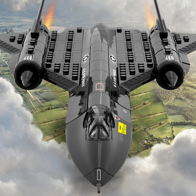 Military Te  nical USA SR71 Blackbird Stealth Supersonic Reconnaissance Aircraft Building Blocks Fig