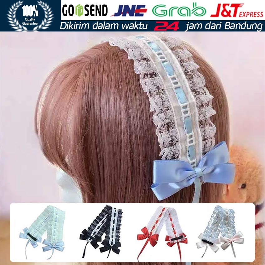 Bando Cosplay Maid Lolita Renda Handmade / Aksesoris Rambut Cantik untuk Pesta Halloween & Hadiah An