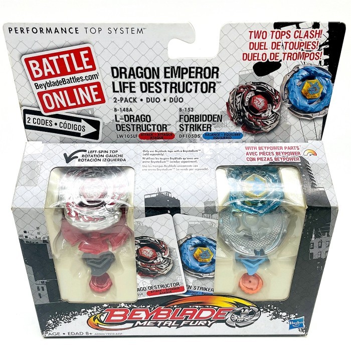 BEYBLADE METAL FURY B-148A L-DRAGO LW105FF&BEYS B-153 FORBIDDEN