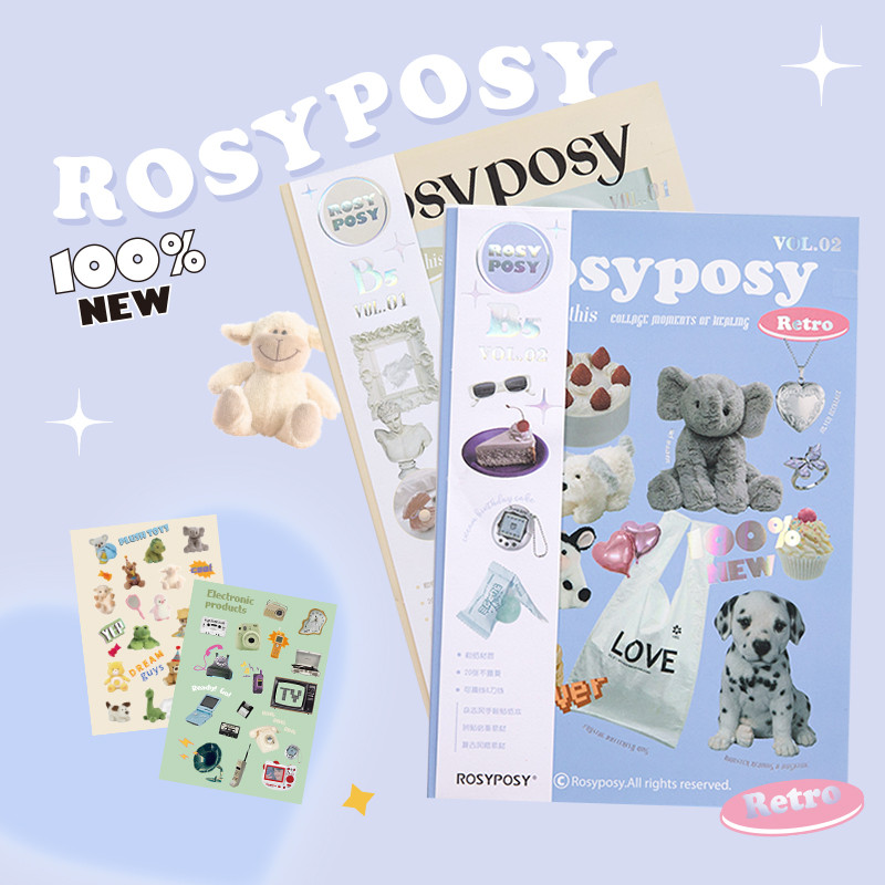 

RosyPosy 20 Page Paper Stickers Set Retro Cute Style Cartoon Basic Decoration Sticker Post for Diary Album Phone Gift A6786