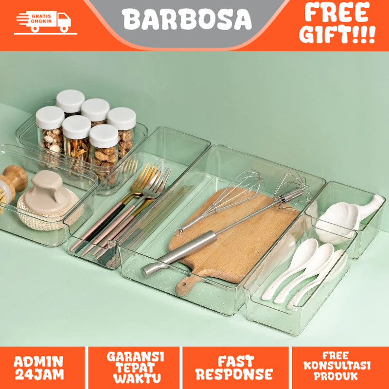 Organizer Sekat Laci Bening Acrylic Kotak Penyimpanan Kulkas Organizer Laci Organizer