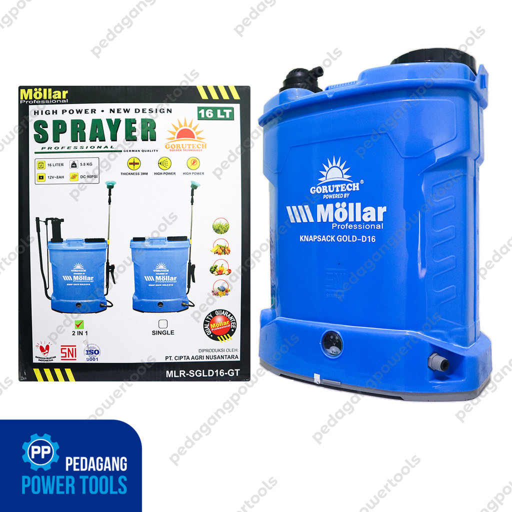 MOLLAR 2 in 1 Mesin Semprot Hama Elektrik 12V 16 Liter Pompa Sprayer Disinfektan Cas SNI