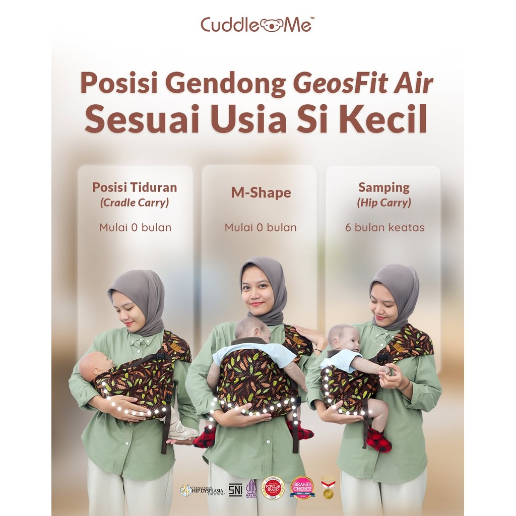 CUDDLEME GEOSFIT Air & Sporty Spessa Gendongan Bayi Newborn Praktis, Instan & Ringan - Motif Polos |