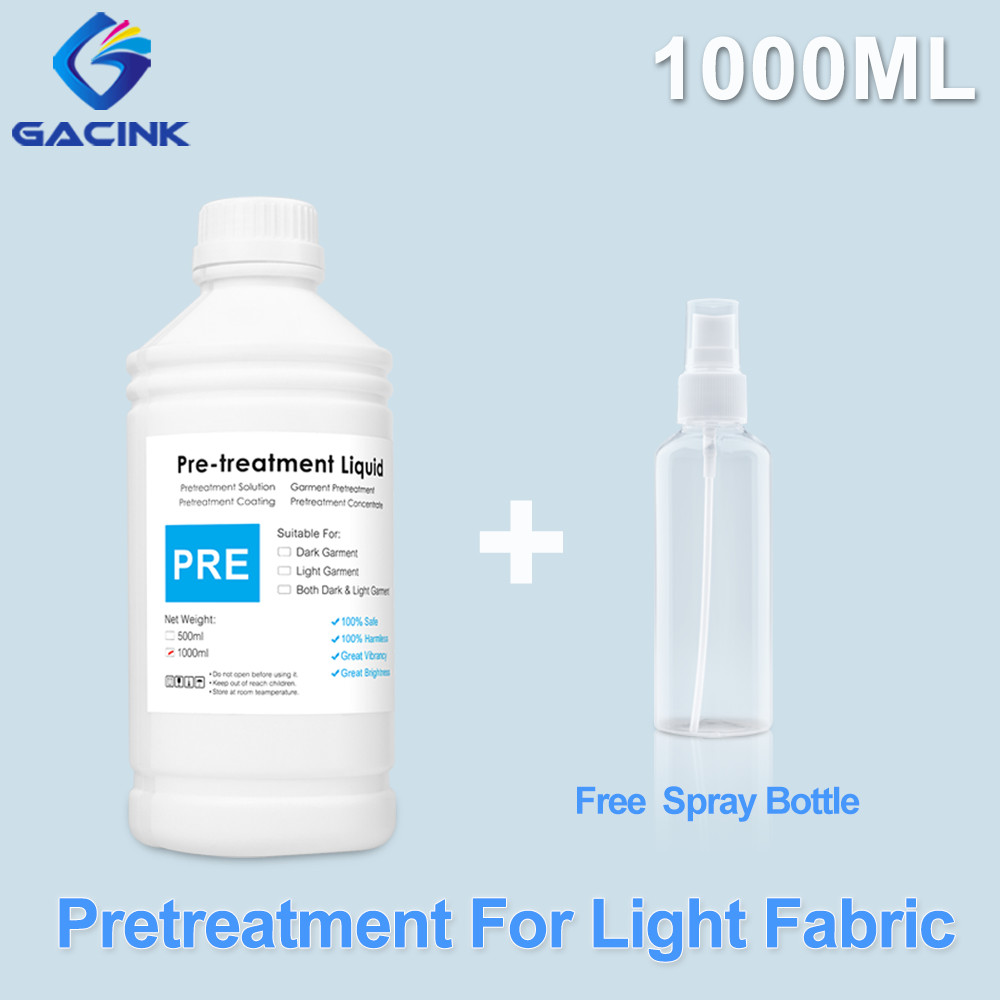 

DTG Pre-Treatment Liquid 1000ML/Bottle For Textile Ink For Garment Ink Light And Dark Colored Pre-Coating For DTG Printer