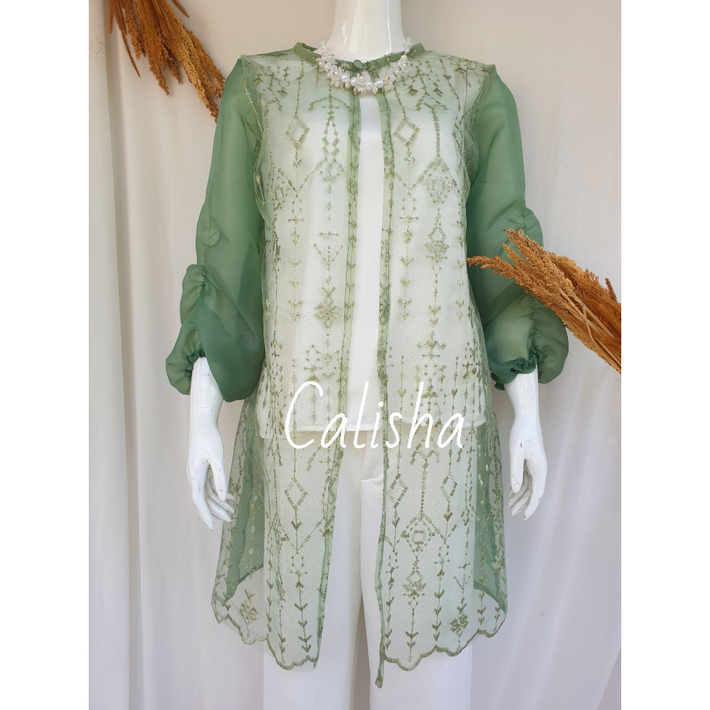 Ethnic Outer by Calisha Outer Wanita Outer Organza Outer Cardigan Kondangan Outfit Cardigan Premium 