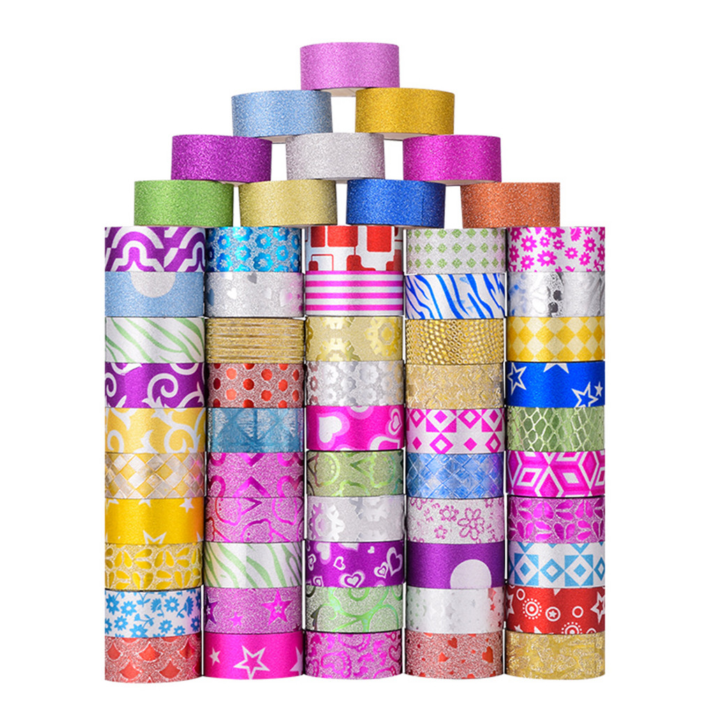 

60 Rolls Glitter Washi Masking Tape Set Decorative Craft Tape Collection for DIY and Gift Wrapping