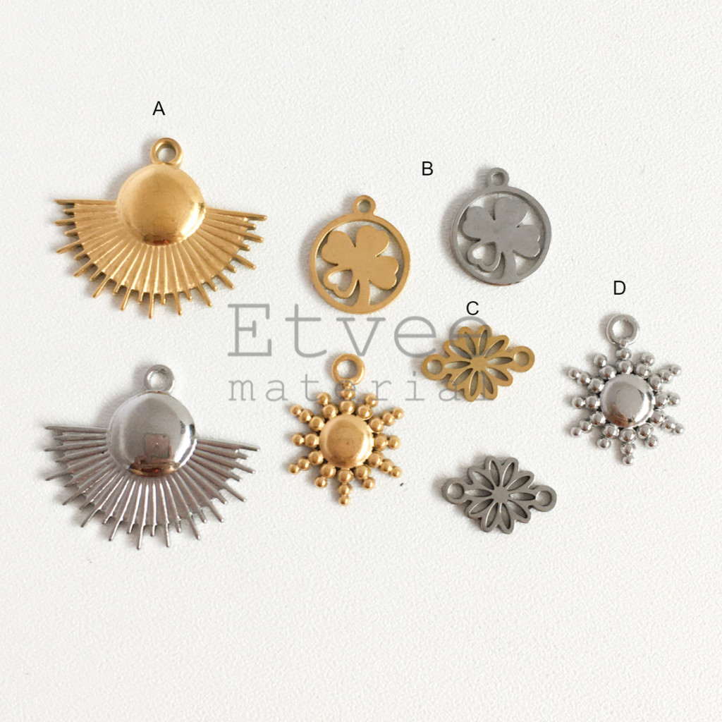 L142 Liontin kalung gelang anting Matahari Bunga clover STAINLESS STEEL