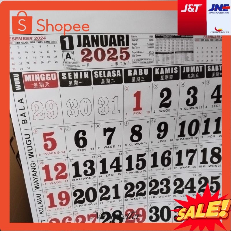 

NZS kalender jumbo 2025 ukuran 50 x 64 cm COD