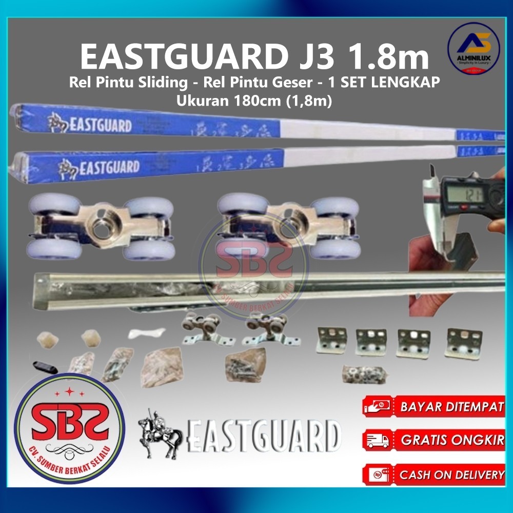 REL SLIDING J3 EASTGUARD - Rel Pintu Dorong - Sliding Rail Galvanis - Sliding Track - Rel Pintu 1.8m
