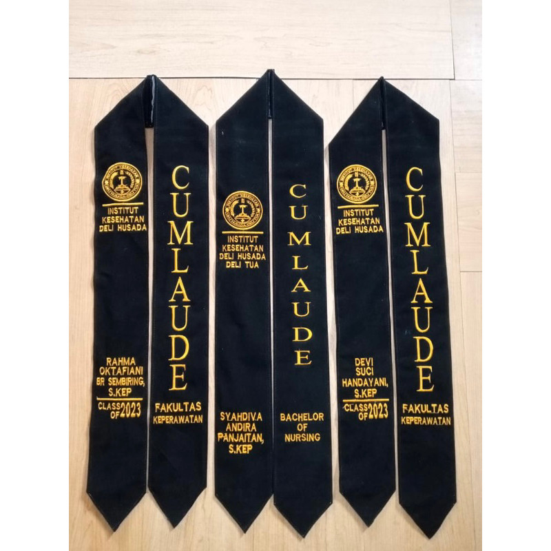 Selempang Wisuda (2LAPIS) SELEMPANG LEHER/KALUNG CUMLAUDE bahanbaldubisa pesan satuan