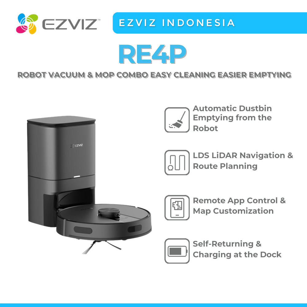 EZVIZ RE4P ROBOT VACUUM & MOP COMBO LASER NAVIGATION WITH DOCKING