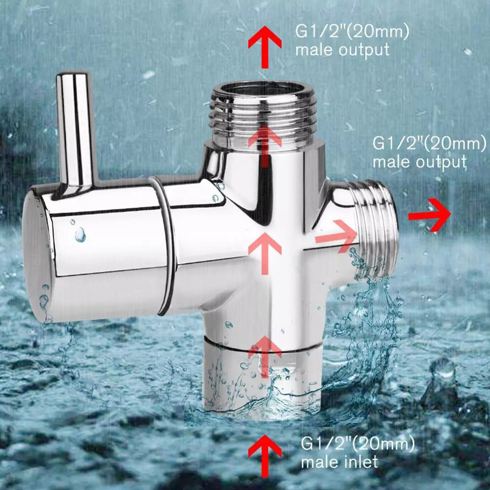 3 Way Water Separator Diverter Adjustable Shower Head Diverter Shower Valve Bathroom Accessories Sho