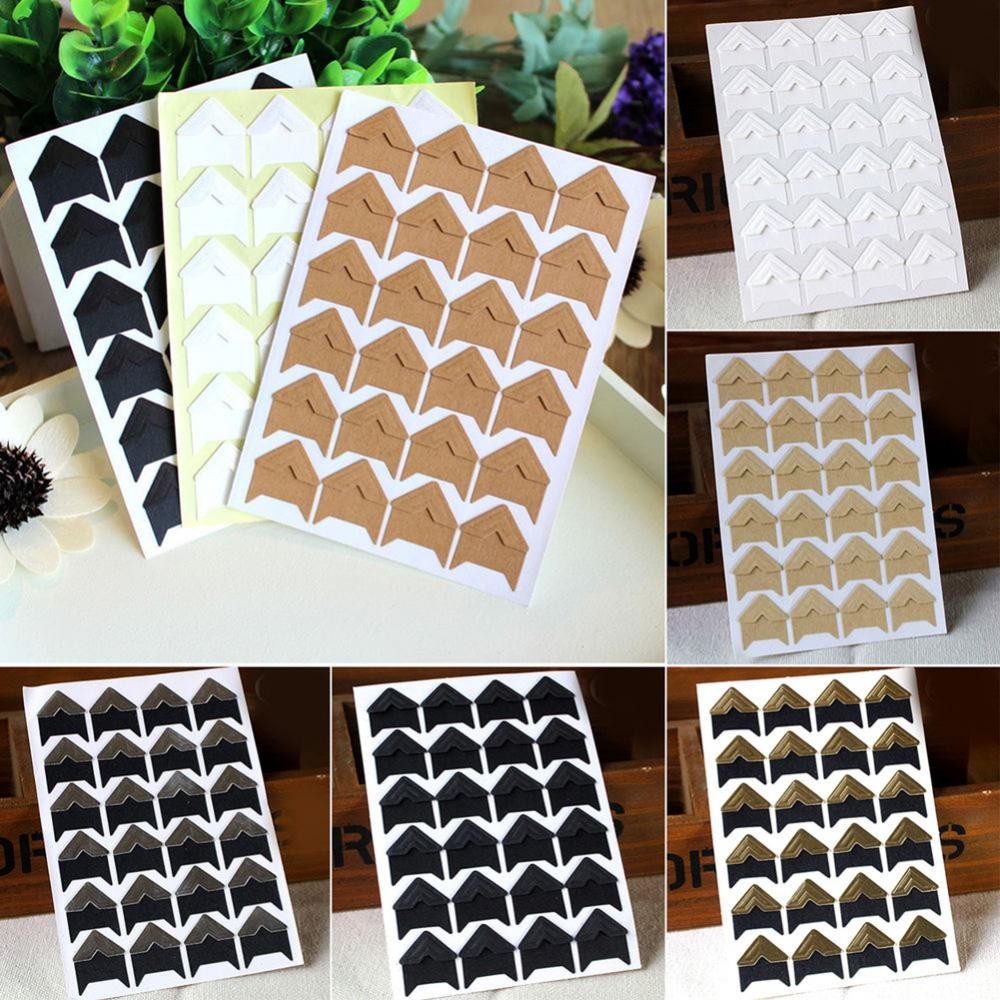 

120Pcs Corner Sticker DIY Vintage Corner Kraft Paper Stickers For Photo Album Frame Scrapbooking Album Picture Protect Decor