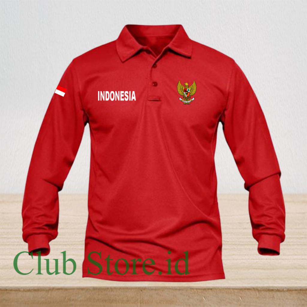 Kaos Poloshirt Pria dan Wanita Dewasa Garuda Indonesia Baju Berkerah Lengan Panjang