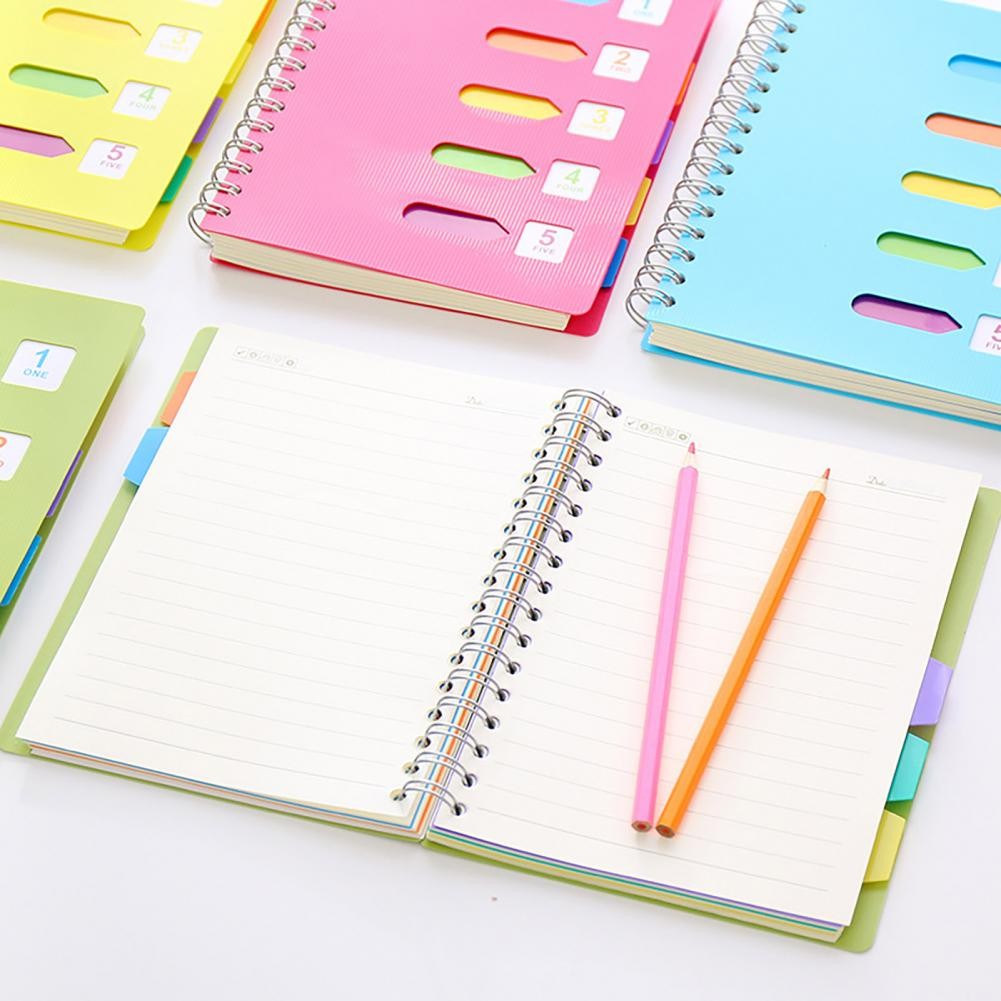 

Student Notebook Premium A5/b5 Spiral Notebook with Dividers Thickened Pages for Smooth Writing 5 Subject Coil Ring Office