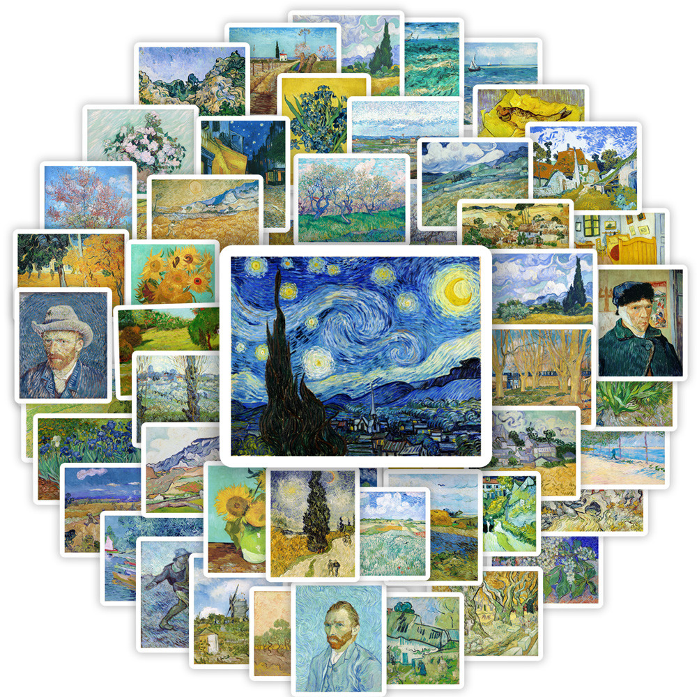 

Van Gogh Paintings Artwork Stickers Landscape Self-Portrait Decal for Laptop Phone Scrapbook Luggage Decorative Cups Waterproof