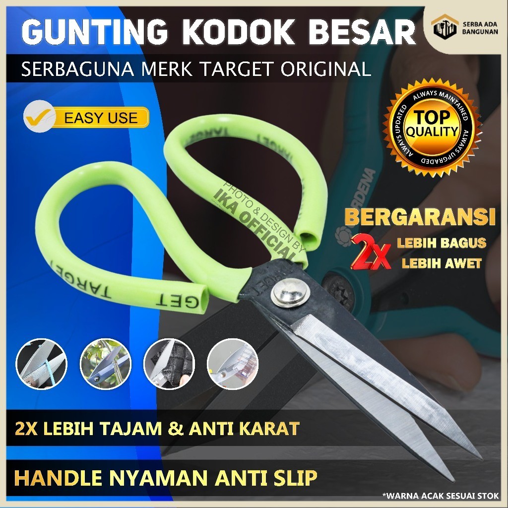 

Gunting Kulit TARGET Kodok Kain Kertas Karet Kardus Seng Serbaguna Serba Guna Tailor 8 Inch Inci In 8In 8Inch 8Inci Gunting Kain Target Asli 100% Original SUPER TAJAM TEBAL BERKUALITAS / Gunting Kulit / Gunting Seng / Gunting Kodok Serba Guna