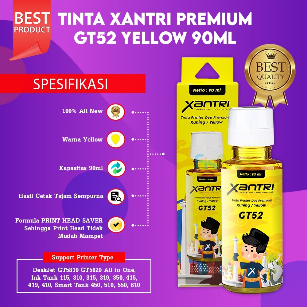 FixPrint Refill Tinta Xantri GT51 GT52 GT 51 52 Printer GT 5810 5820 115 315 Xantri