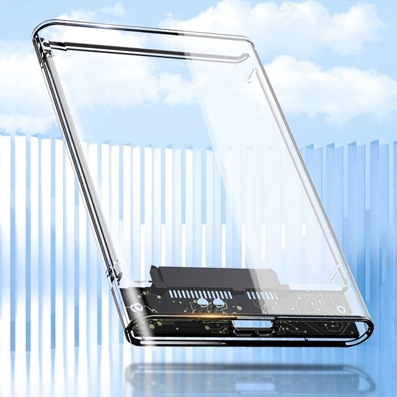 

2.5 Inch HDD SSD Case SATA to USB 3.1 Type C 4TB Transparent External Hard Drive Housing Compatible UASP SATA III Laptop