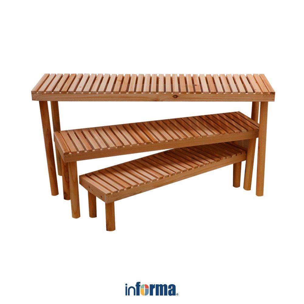 Informa 98X28.8X48 cm Set 3 Pcs Rak Tanaman - Cokelat Kayu Plant Rak Rak Tumbuhan Serbaguna Peralata