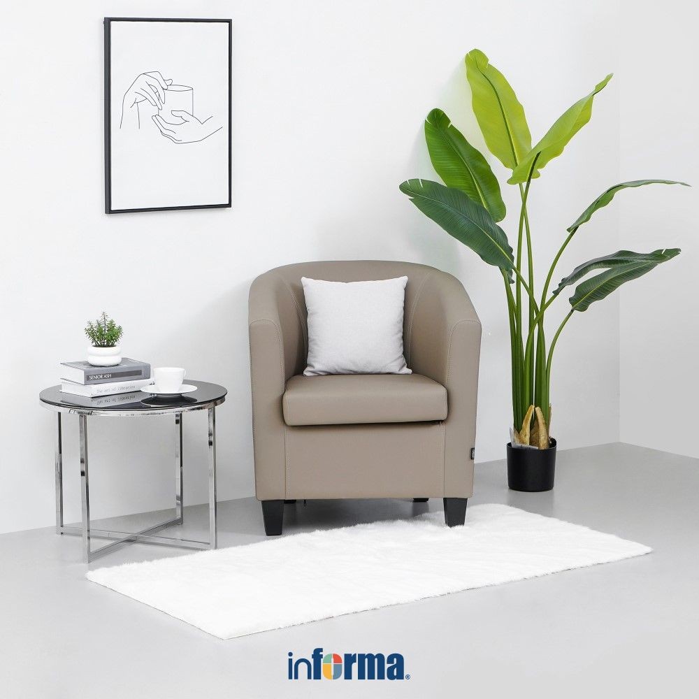 Informa Lexxy Sofa Kulit 1 Seater - Krem Beige Tempat Empuk Sofa Furniture Indoor Rumah Couch Kursi 