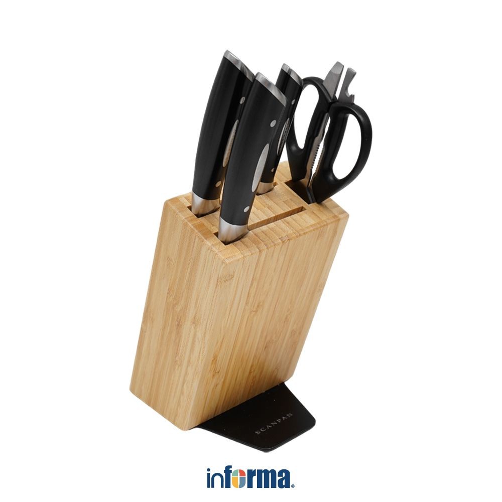 Informa Scanpan Set 5 Pcs Pisau Classic Orient Dengan Blok Penyimpanan Knife And Scissor Set Cooking